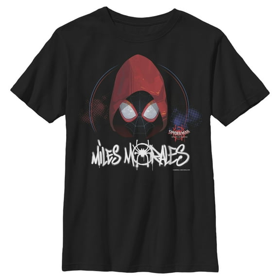 Boy's Marvel Spider-Man: Into the Spider-Verse Hooded Miles Graphic Tee Black Medium