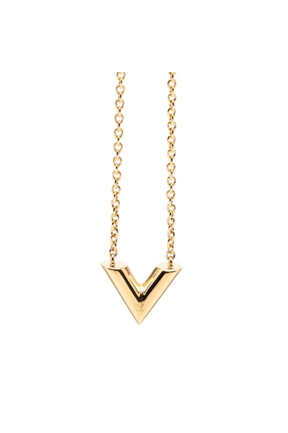Pre-Owned Louis Vuitton Essential V Chain Pendant Necklace M61083 Gold Plated Women's LOUIS...