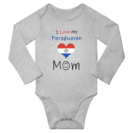 

I Love My Paraguayan Mom Baby Long Slevve Romper Bodysuit (Gray 3-6 Months)