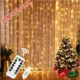 thumbnail image 2 of Guirnalda de cortina en la ventana, luces de hadas eléctricas USB, festón con control remoto, guirnalda de Año Nuevo, decoración de Navidad, 6x3M/3x3m, 2 of 5