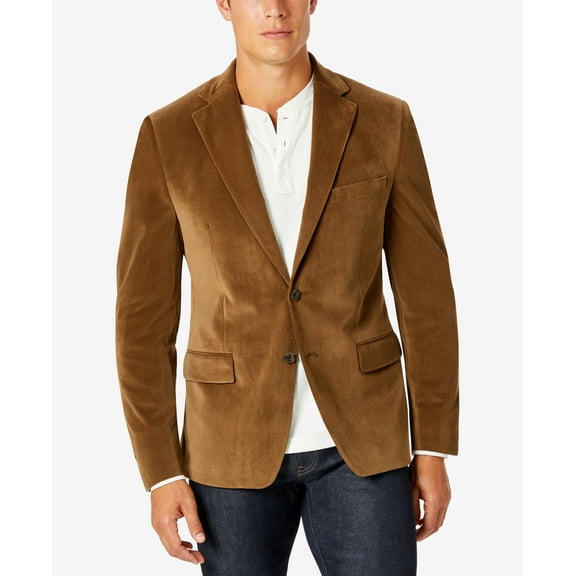 Michael Kors Men’s Modern-Fit Velvet Blazer, Mustard, 36S