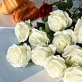 thumbnail image 5 of Morttic 12pcs Artificial Flowers Realistic Silk Rose Flower Bouquet Long Stems Faux Flowers Home Wedding Party Decor(White), 5 of 7