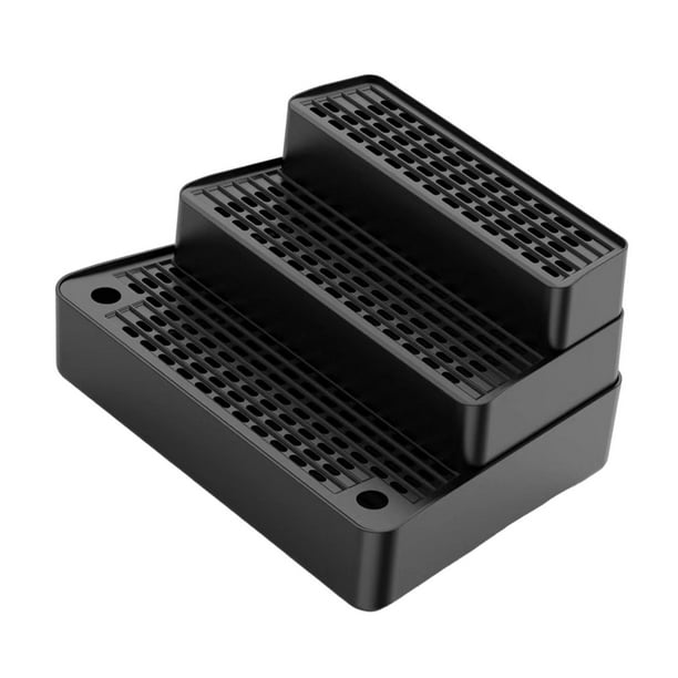 Rampa automática para arenero de gatos, 3 escalones, alfombrilla fácil de limpiar, lavable y desmontable. Negro