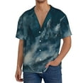 thumbnail image 2 of Picia Mysterious Moonlit Mountains Men's Linen Shirts Short Sleeve Cuban Beach Shirts Casual Shirts Button Down Shirt for Men Beach Summer Wedding Shirt-3X-Large, 2 of 7