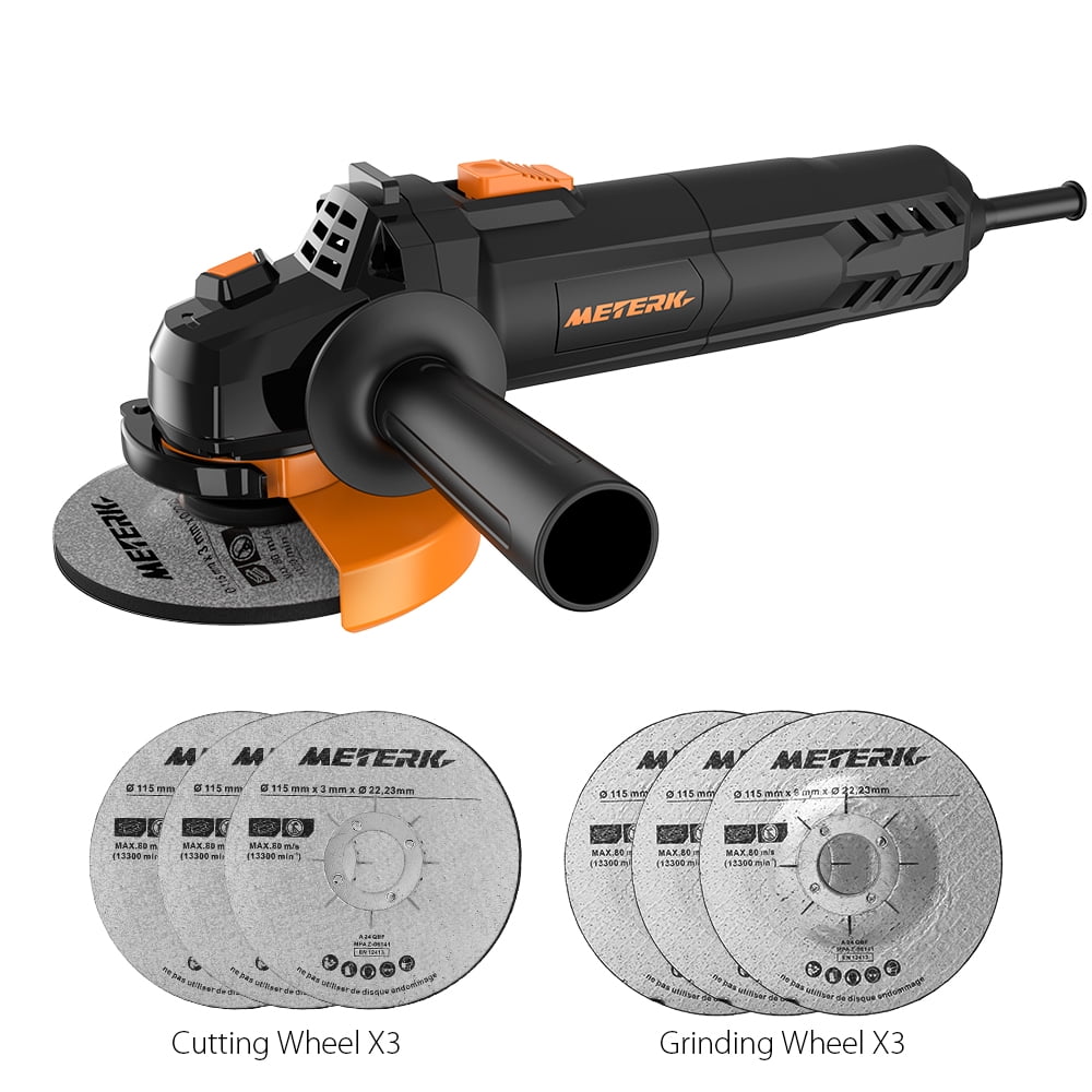 Meterk Electric Angle Grinder 6A 41/2inch with 115mm 3 Grinding