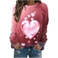 thumbnail image 1 of VALMASS Chandails en Molleton de la Saint-Valentin pour Femmes Manches Longues Imprimé Cœur Hauts Décontractés Col Rond Extérieur Blouses Pull (2TG, Rose-A), 1 of 3
