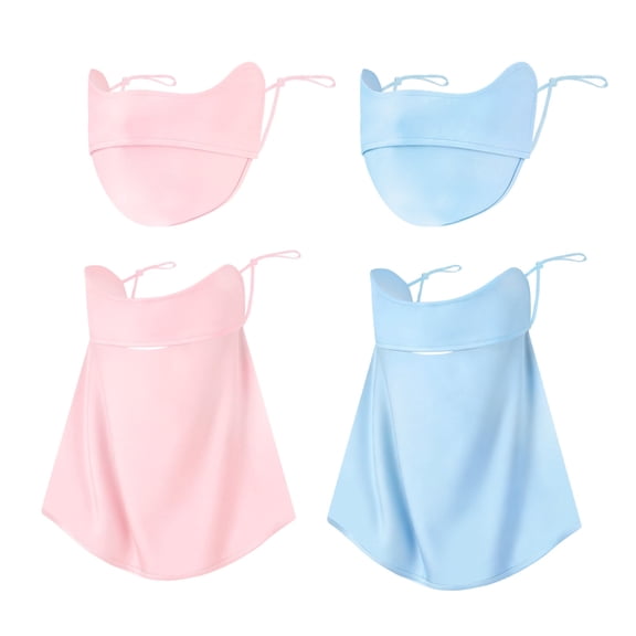 Bocaoying 4 Pack Summer UPF 50 Sun Mask & Neck Gaiter Set - Cooling Face Cover for UV Protection, Lightweight Balaclava for Hiking, Cycling, Travel & Outdoor Activities (Pink/Blue)
