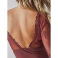 thumbnail image 6 of Women's Lace Mesh Crop Tops Sheer Long Sleeve V-Neck Backless Slim Blouse Clubwear, 6 of 7
