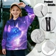 thumbnail image 6 of Uorisanigo Girls Oversized Sweatshirts Half Zip Pullover Sweatshirt Drop Shoulder Purple Galaxy Cat Long Sleeve Pullover Top Fall Fashion Outfits Clothes Quarter-Zip Jacket Shirts Top, 6 of 7