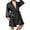 Black, variant on Gupgi Men Satin Bathrobe Contrast Color Long Sleeve V Neck Midi Night Robe with Pockets