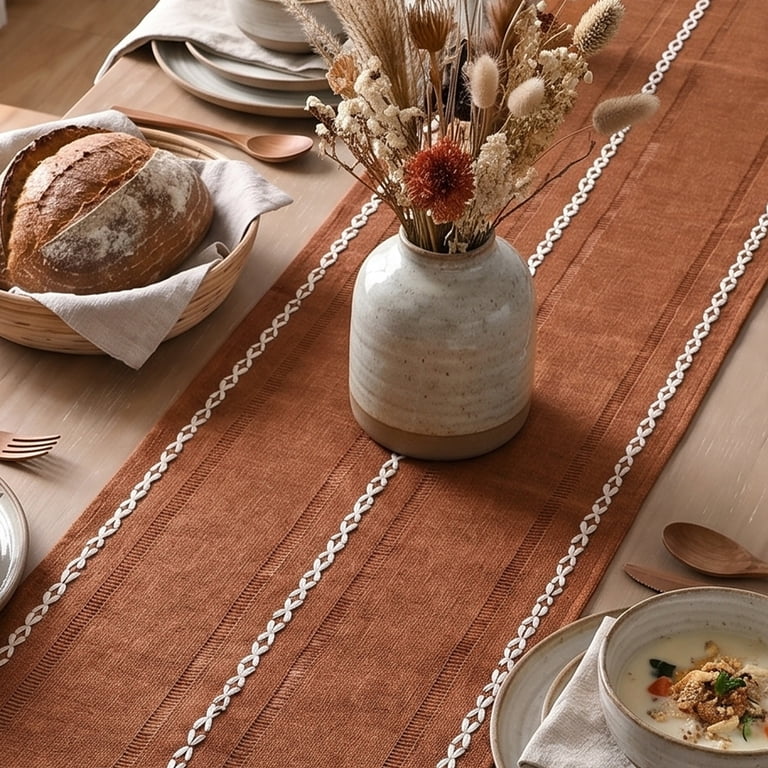 Linen Fall Table Runner, 13 x 72 Inch, Caramel photo 2