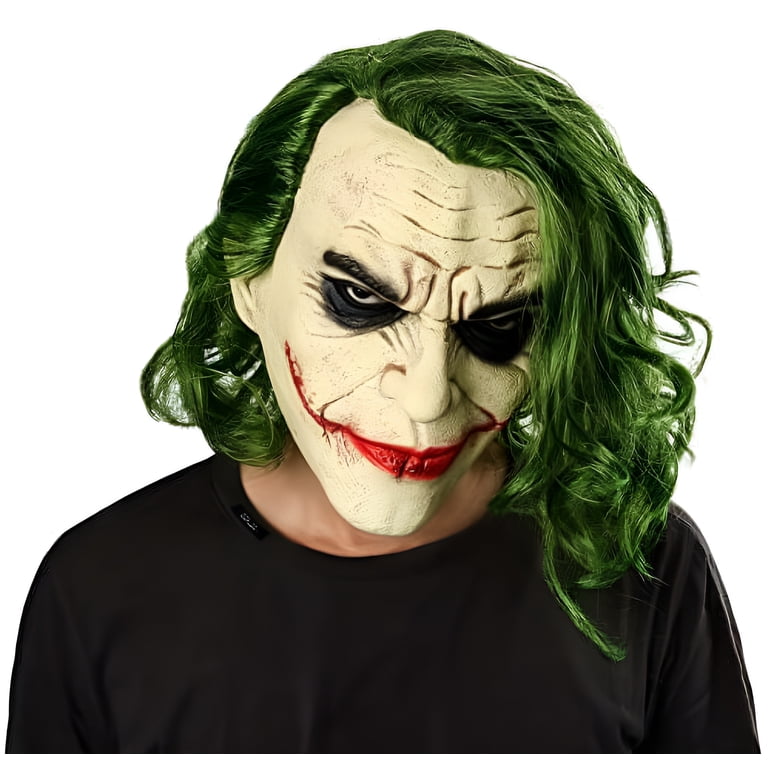 Wanangushi Joker Halloween Vinyl Mask, Green Hair, 100% Latex