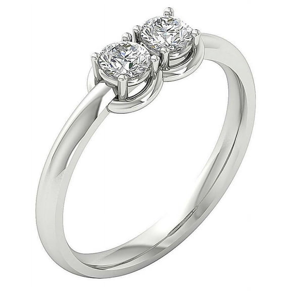 Two Stone Solitaire Women's Engagement Rings 1.9 Ct Diamond 14K White Gold Over