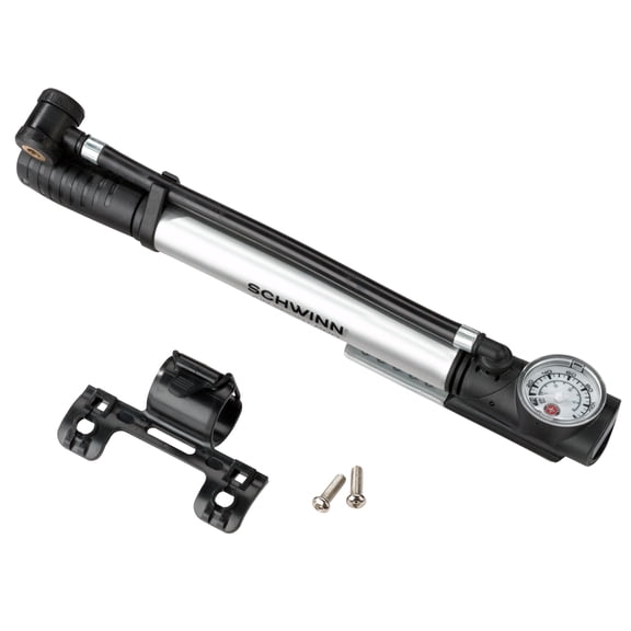Schwinn Air Sport Pro Frame Pump, 120 PSI, Fits Both Schrader and Presta Valves, Black