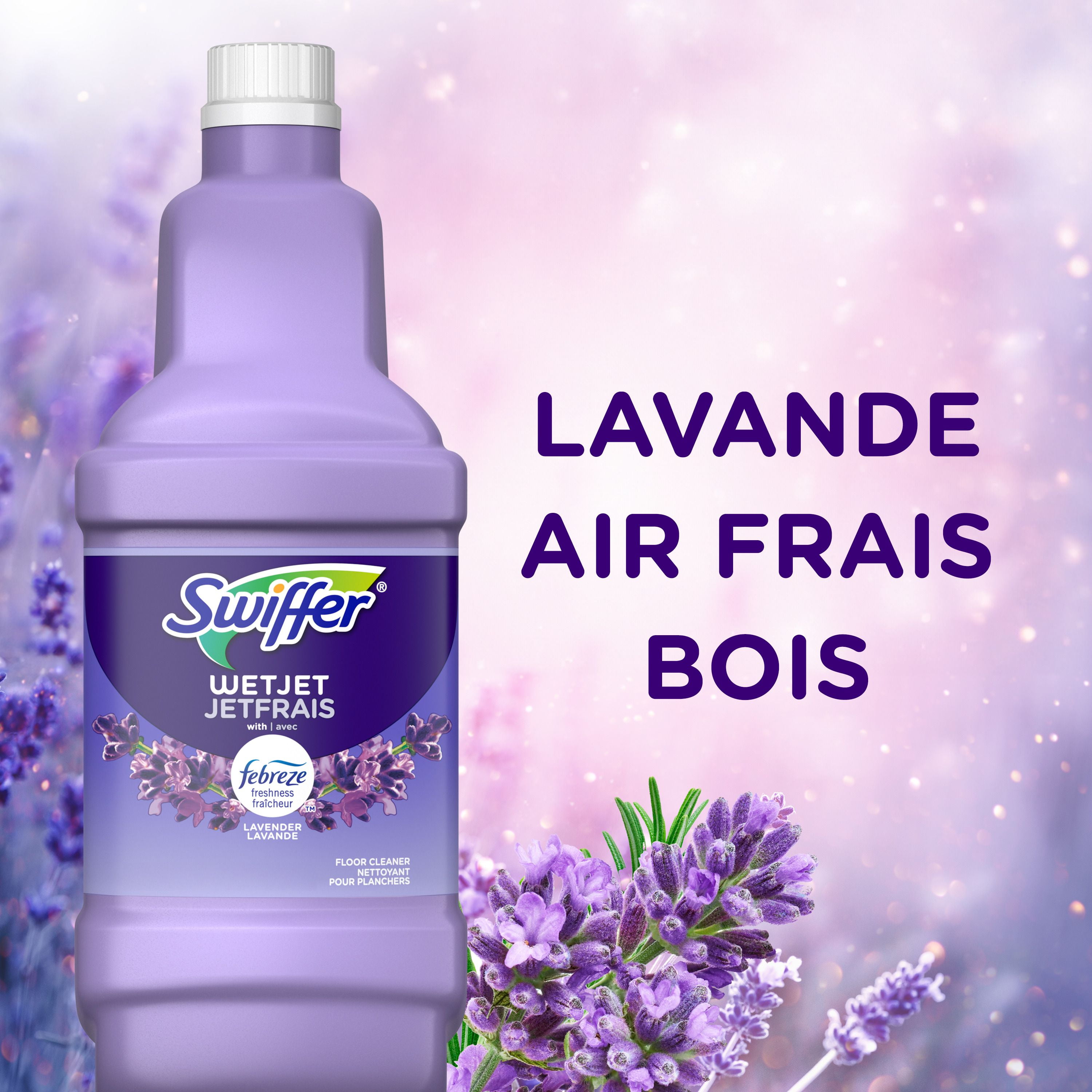 Swiffer WetJet Spray Mop Multi-Purpose and Hardwood Liquid Floor Cleaner Refill, Lavender Vanilla & Comfort