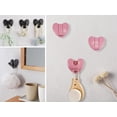 thumbnail image 1 of Gancho de pared con forma de corazón de amor de aluminio - Ganchos retráctiles para colgar abrigos, sombreros, bolsos, toallas, llaves en forma de corazón 6 * 6.5 * 1.4 cm (negro) 2 piezas, 1 of 2