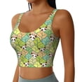 thumbnail image 2 of Goofa Cartoon Panda And Leaf Printed Sports Bras for Women, High Impact Running Bra Workout Crop Tank Tops Longline Sports Bra Push up-XX-Large, 2 of 9