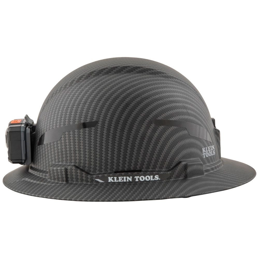 Klein Tools 60346 Premium KARBN Pattern Class E, Non-Vented, Full Brim Hard Hat with Rechargeable Lamp