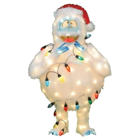 32 Inch Rudolph Pre Lit Bumble The Abominable Snowman Monster Santa Hat Outdoor Holiday Lawn Yard Decoration With 80 Lights And Stand