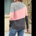thumbnail image 4 of Blusas de Bloque de Color para Mujer, Estilo Túnica Informal de Larga con Cuello Redondo, Tipo Jersey. Rosa Grisáceo M, 4 of 8