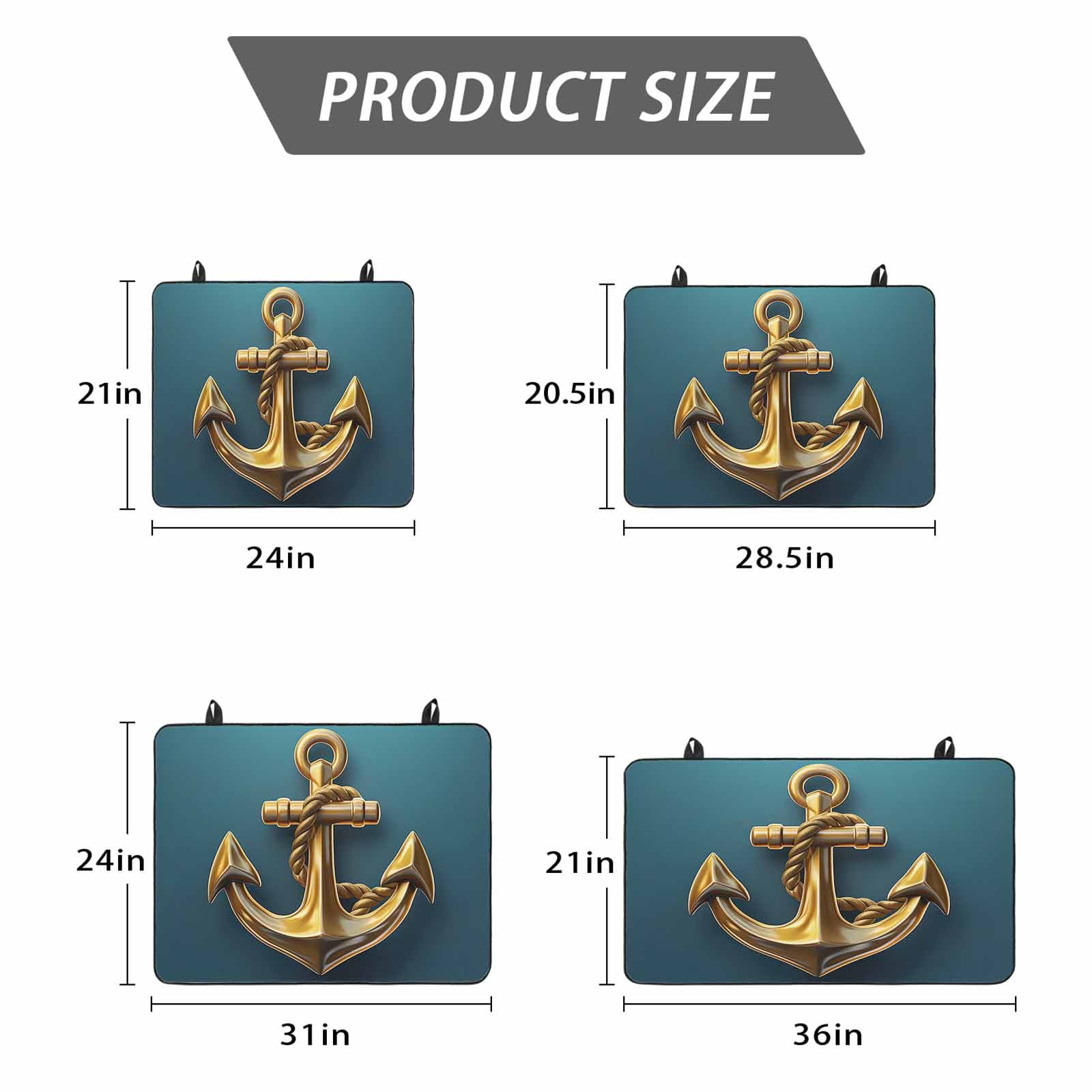Yellow Anchor Stove Top Cover for Electric Stove, Heat-proof & Non Slip Glass Top Stove Cover Protector, Coastal Nautical Anchor Turquoise Kitchen Flat Cooktop Rubber Mat 24x21 Inches