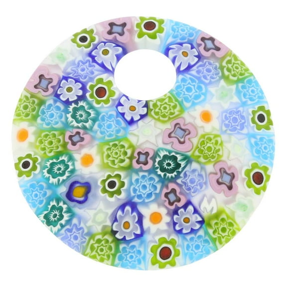 GlassOfVenice Murano Glass Millefiori Pastels Pendant- Large Round