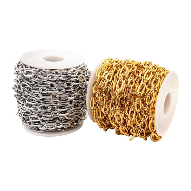 2 de Cadena de Cable de Acero Inoxidable Dorado Y Plateado Cadenas de Fabricación de Eslabones Ovalados para Collares Colgantes Pulser Sunnimix Cadena para hacer joyas