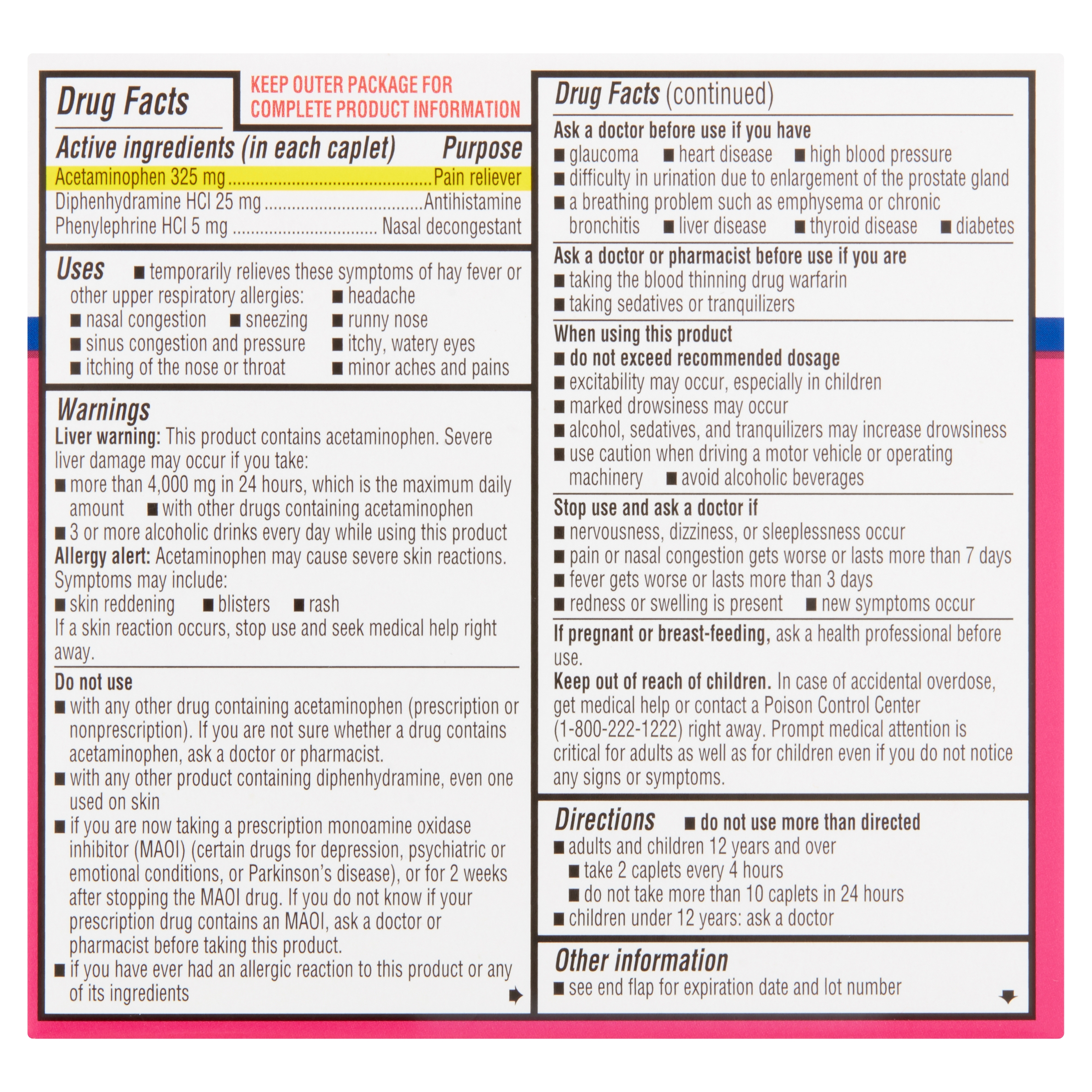 Equate Severe Allergy Plus Sinus Headache Caplets Ct Walmart Com Walmart Com