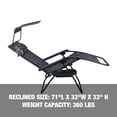 thumbnail image 6 of Bliss Hammocks 33" Wide Zero Gravity Chair W/ Canopy, Drink Tray, & Pillow (Platinum Fern), 6 of 8
