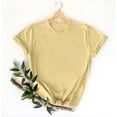 thumbnail image 3 of Womens T Shirts, Yigetop Women's Short Sleeve T Shirts Casual Solid Tops Basic Loose Crew Neck Clothes Pullover Tee T Shirts for Women Yellow 2XL, 3 of 7
