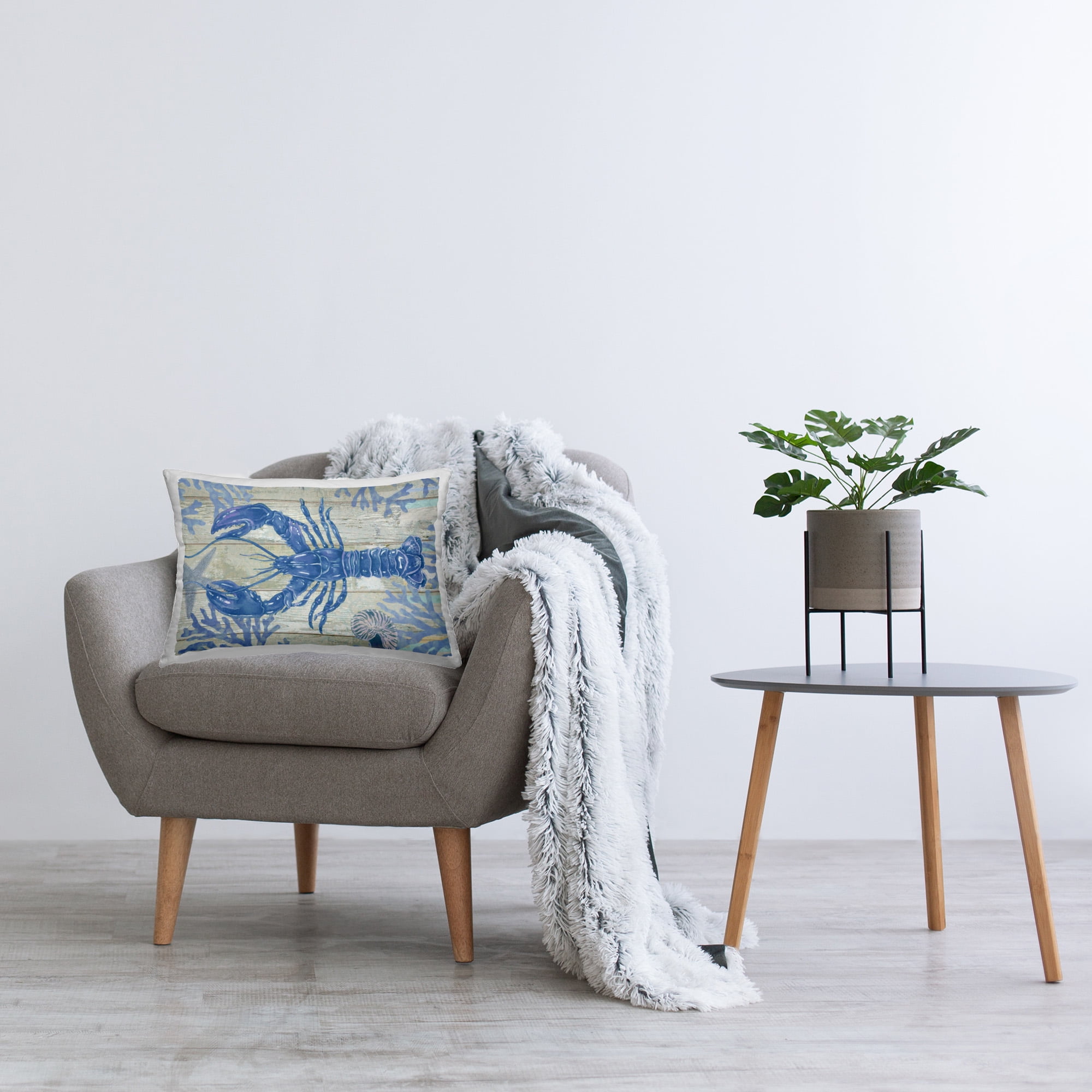 Stupell Industries Rustic Blue Lobster Decorative Printed Throw Pillow Design by Andrea Tachiera