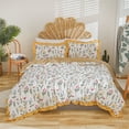 thumbnail image 5 of Move Over White Flowers Duvet Cover Set Queen Botanical Bedding Sets Ruffle Floral Pattern Microfiber No Filling, 5 of 10