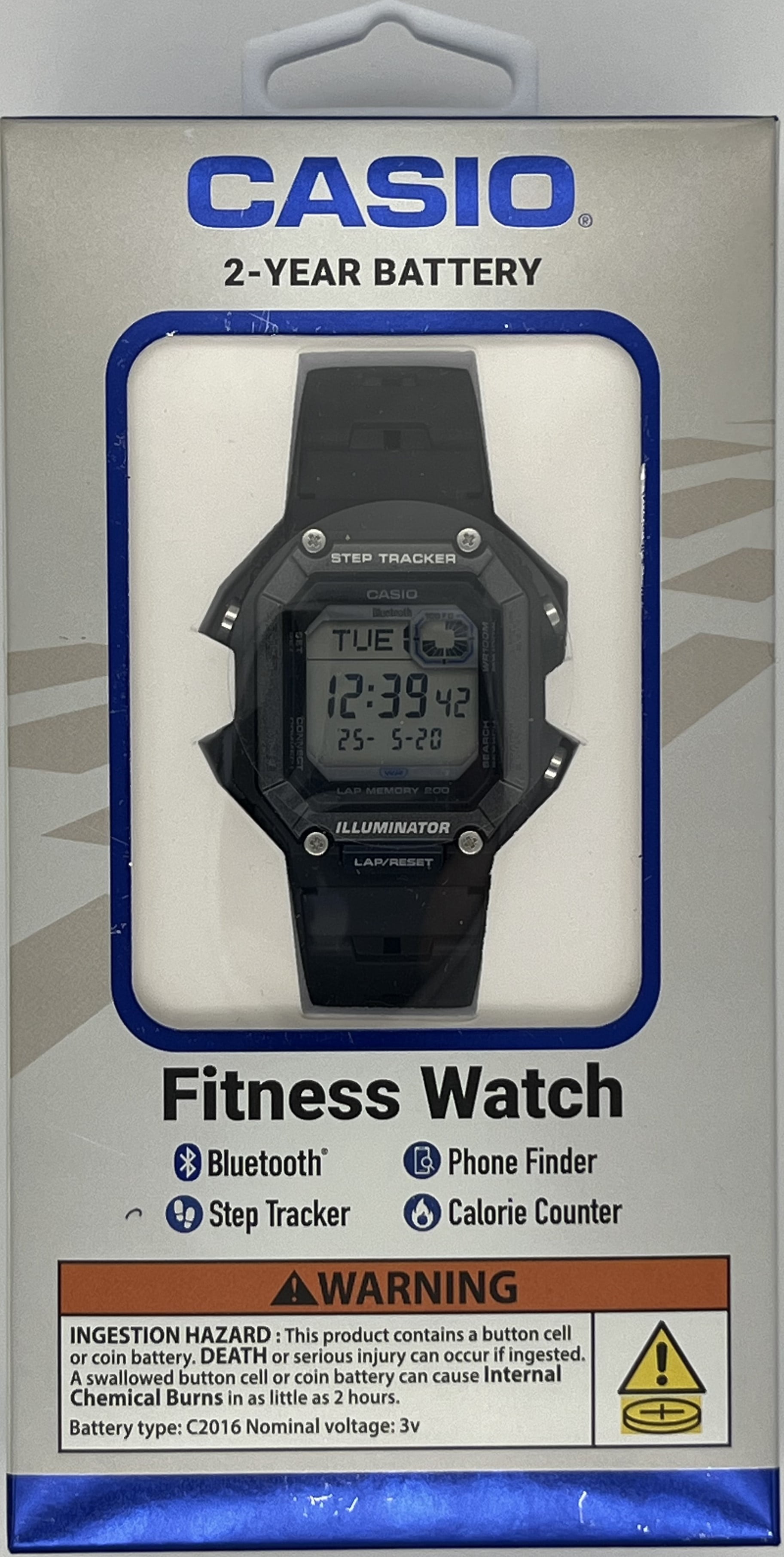 Casio Men's Step Tracker Watch WSB1000-1AV – Bluetooth, 200-Lap Memory, Calorie Counter, 100M Water Resistant, Black Resin