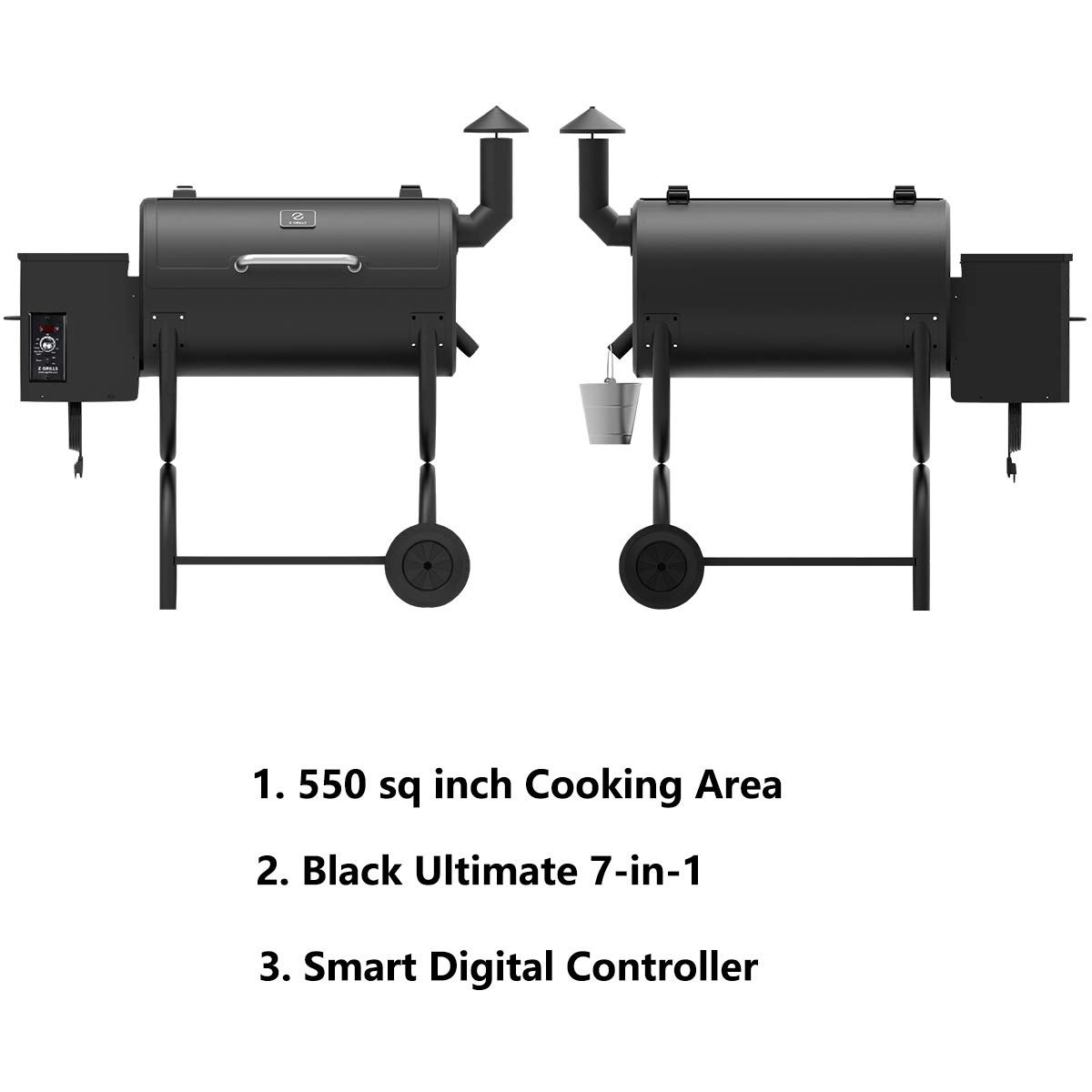 Z GRILLS 550B Wood Pellet Grill & Smoker 8 in 1 BBQ Grill Auto Temperature Control, 550 sq Inch Deal, Black - image 2 of 11