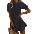 thumbnail image 1 of Mialoley Robe d'Été Mini Décontractée pour Femmes Manches Courtes Bouffantes Col Rond Ourlet à Volants Blanc, 1 of 2