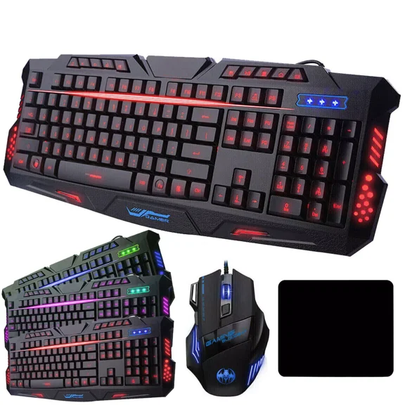 Gaming Keyboard And Mouse LED Light Backlit Mechanical Feel For Computer Desktop