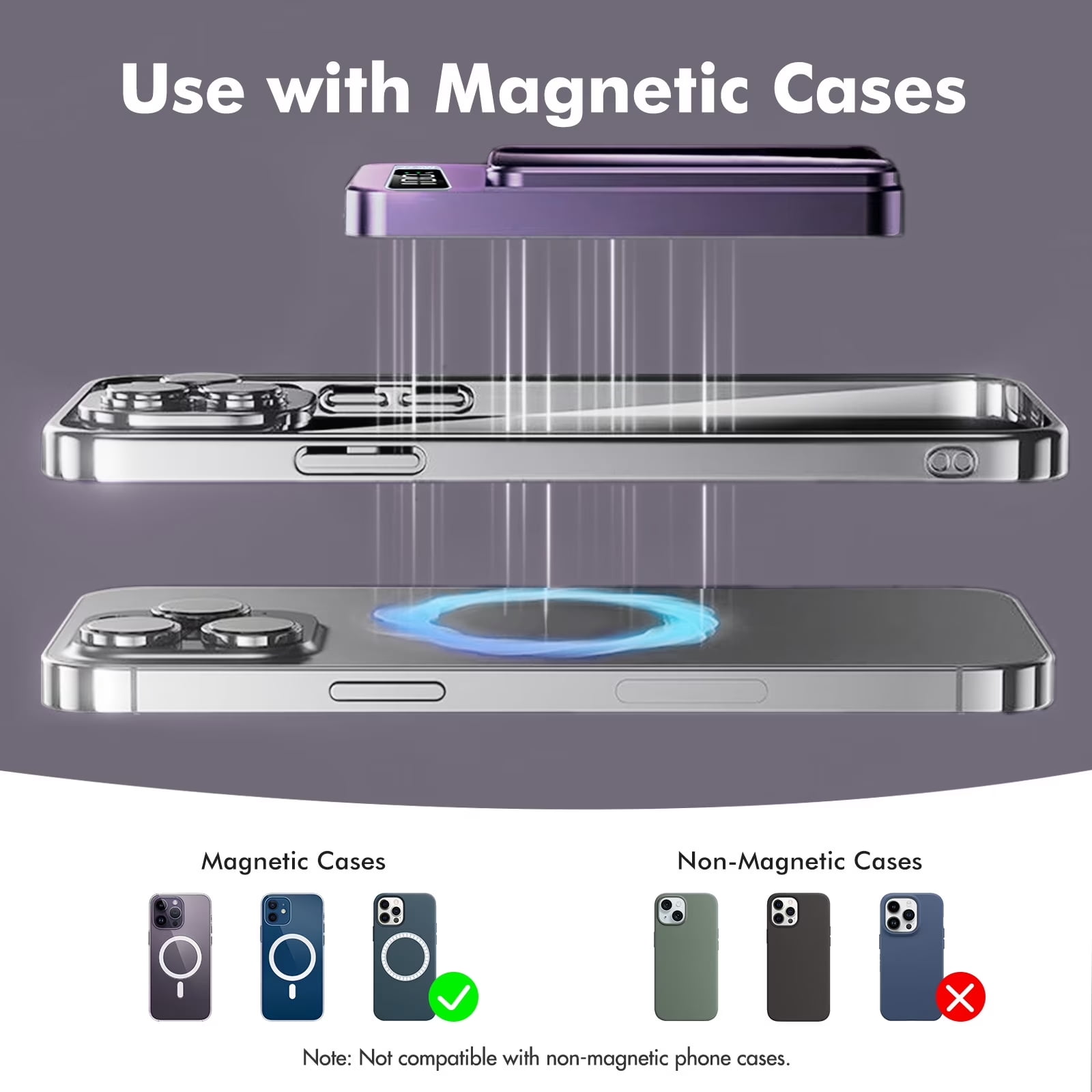 Magnetic Wireless Portable Charger, 5000mAh Power Bank with PD20w Fast Charging, USB C in&Out Battery Pack, Compatible with Mag-Safe for iPhone 17/16/15/14/13 Series, Samsung, Android, and More