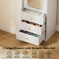 thumbnail image 5 of Cyehnenx Armoire Wardrobe Closet with Mirror Door and 3 Drawers, 69.5" H Wood Bedroom Clothing Storage Cabinet with Hanging Rod & Sensor Light, White, 5 of 8