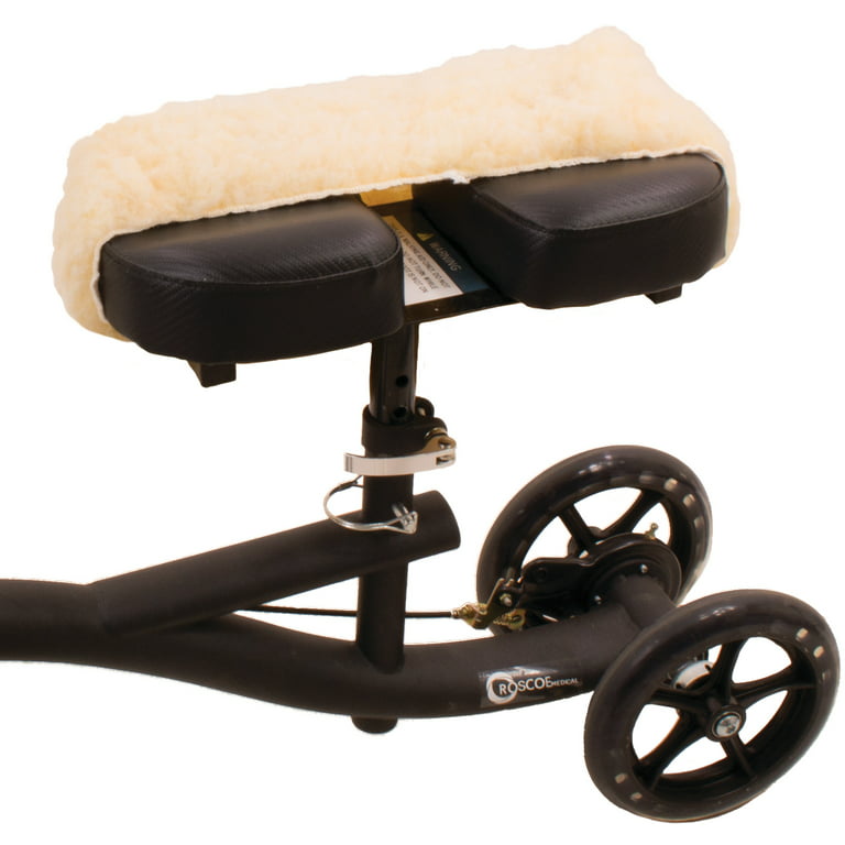RMS Knee Walker Pad Cover - Plush Synthetic Faux Sheepskin Scooter Seat  Cushion - Padded Foam for Comfort During Injury - Washable and Reusable -  Fits