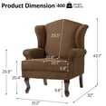 thumbnail image 2 of UIXE High Back Accent Chair for Living Room, Comfy Upholstered Arm Chair in Fabric with Retro Solid Wooden Legs, Traditional Armchair Single Sofa Reading Seat, Brown, 2 of 6