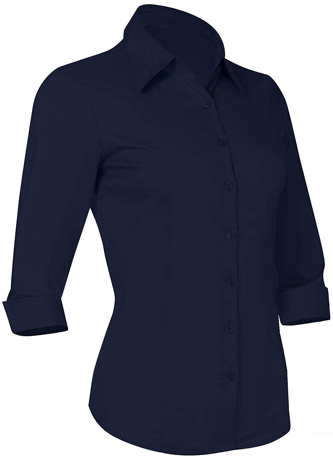 navy blue collared shirt womens