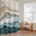 thumbnail image 6 of Abstract Wave Effect Shower Curtains for Bathroom, Watercolor Blue Stripes Washable Fabric Shower Curtain with Hooks Waterproof Bathroom Decor Sets, 66 x 72 Inches, 6 of 9