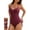 Purple, variant on Ribbed One Piece Swimsuits for Women Ruched High Cut Side Tie Bathing Suits Twist Front Back Cutout Swimwears with Built in Bras