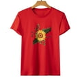 thumbnail image 5 of Palato Women's Plus Size Tops,Women's Fashion Round Neck Short Sleeve Easter Sunflower Print Tops, 5 of 7