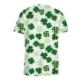 thumbnail image 3 of Clearance EGNMCR Womens St. Patrick's Day Nursing Scrub Tops Irish Printed Short Sleeve Gnome Green Working Uniform V Neck Workwear Blouse T-shirt, 3 of 4