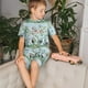 thumbnail image 4 of Balery Chinoiserie Floral Palm Tree Conjunto de Pijama Infantil de Manga Corta con Estampado – Ropa de Dormir de Algodón Suave-Large, 4 of 6