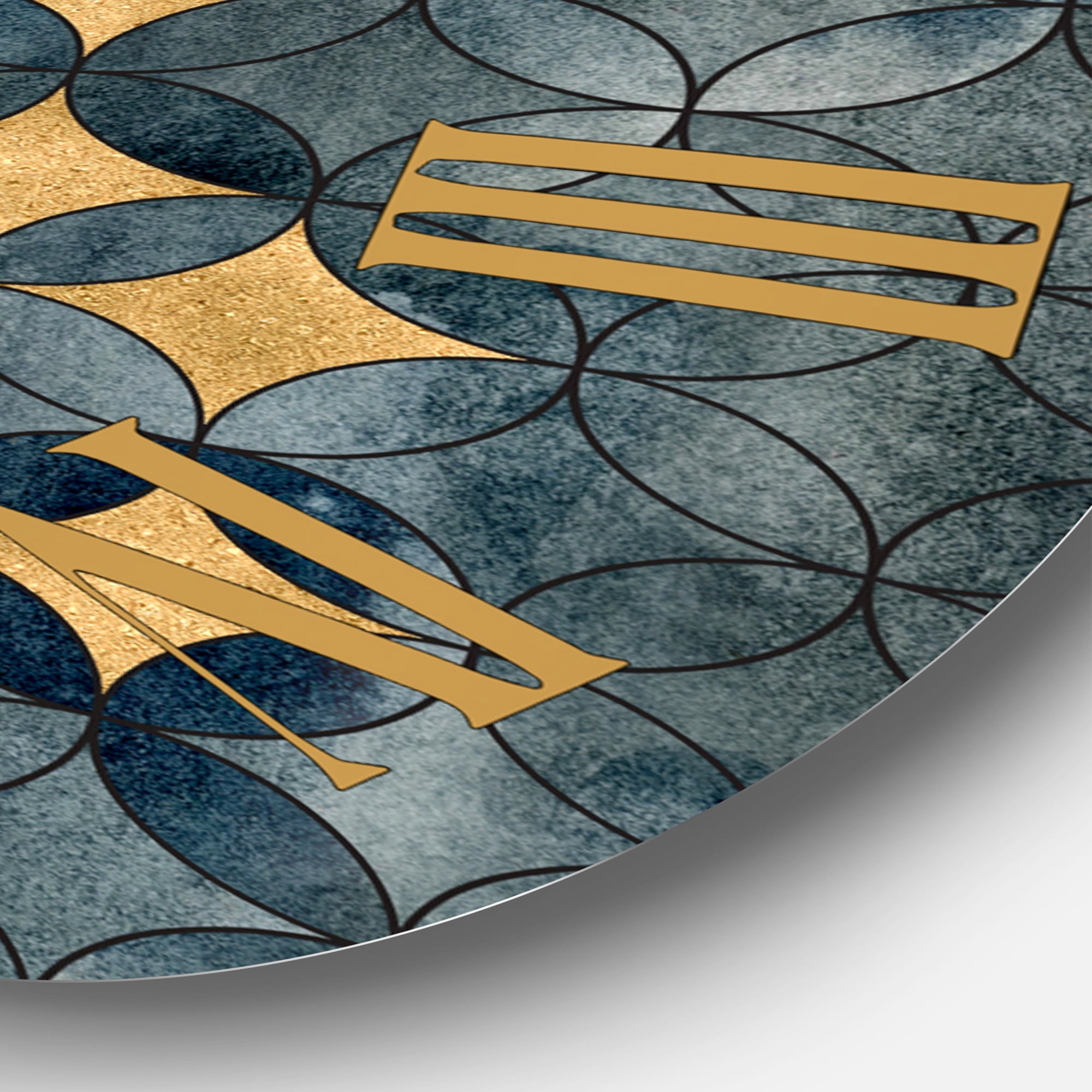 Designart 'Geometry Intersecting Circles With Golden Stars' Modern Wall Clock