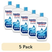 (5 pack) Biotene Oral Rinse Moisturizing Mouthwash for Dry Mouth Relief, Fresh Mint, 33.8oz
