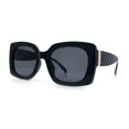 thumbnail image 4 of Womens Mod Chic Designer Fashion Thick Plastic Rectangle Butterfly Sunglasses All Black, 4 of 8