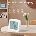 thumbnail image 2 of TFixol Dual-Screen Touch Desktop Thermometer Hygrometer with Clock, Countdown Timer, and Indoor Temperature Humidity Monitor - White (Battery Not Included), 2 of 6